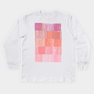 Modernist Block Gradient in Pink Kids Long Sleeve T-Shirt